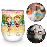Meilleurs amis de la plage, boissons alcoolisées, cadeaux pour les meilleures amies - Verre à vin personnalisé