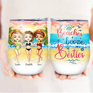 Meilleurs amis de la plage, boissons alcoolisées, cadeaux pour les meilleures amies - Verre à vin personnalisé
