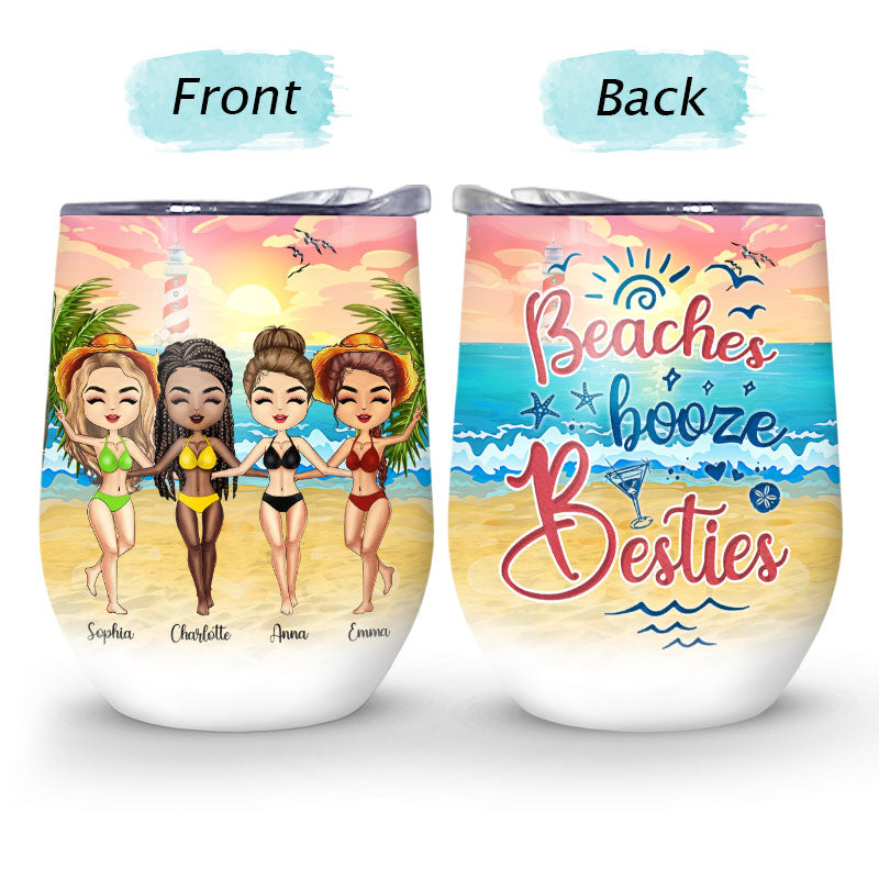 Meilleurs amis de la plage, boissons alcoolisées, cadeaux pour les meilleures amies - Verre à vin personnalisé