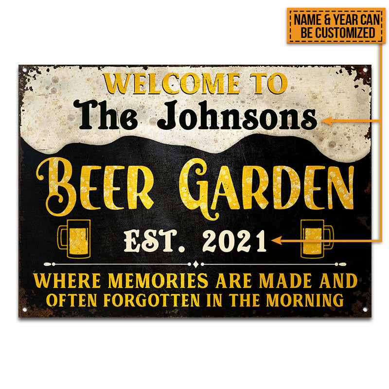 Beer Garden Memories Are Made Custom Classic Metal Signs, Beer Garden Bar, Beer Garden Decorating Ideas