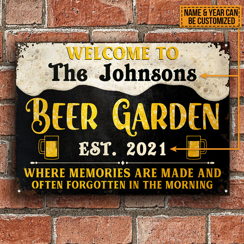 Beer Garden Memories Are Made Custom Classic Metal Signs, Beer Garden Bar, Beer Garden Decorating Ideas