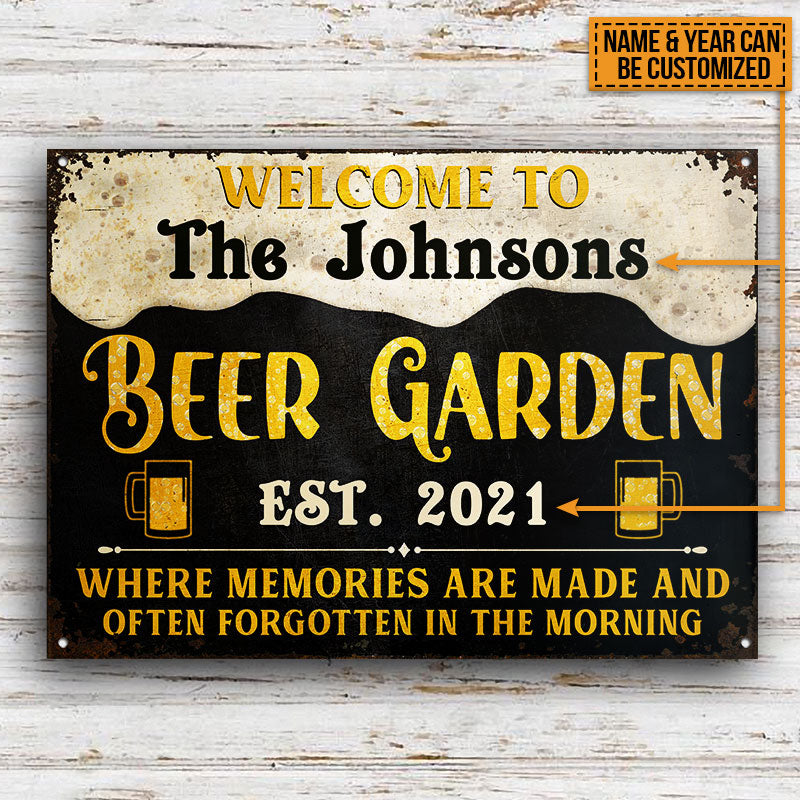 Beer Garden Memories Are Made Custom Classic Metal Signs, Beer Garden Bar, Beer Garden Decorating Ideas