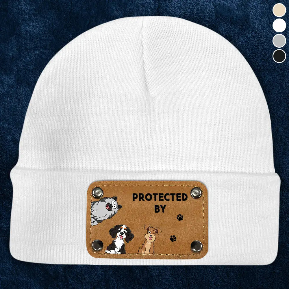 Amoureux des chiens protégés par - Cadeau pour bébé - Bonnet personnalisé avec patch en cuir