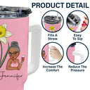 Mois de naissance : Fleurs, fille, fleurissez là où vous êtes planté - Gobelet personnalisé de 1 133 ml avec paille 