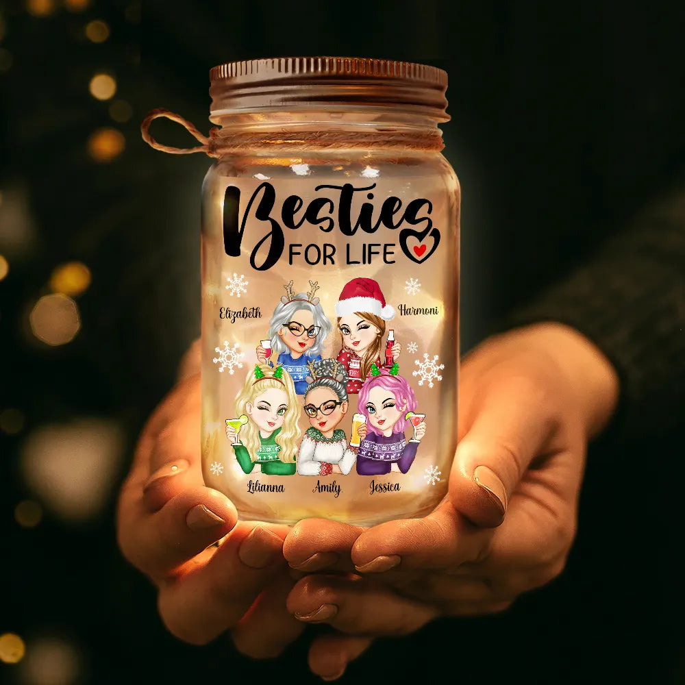 Turban Besties For Life Because Of You I Laugh A Little Harder - Personalized Mason Jar Light