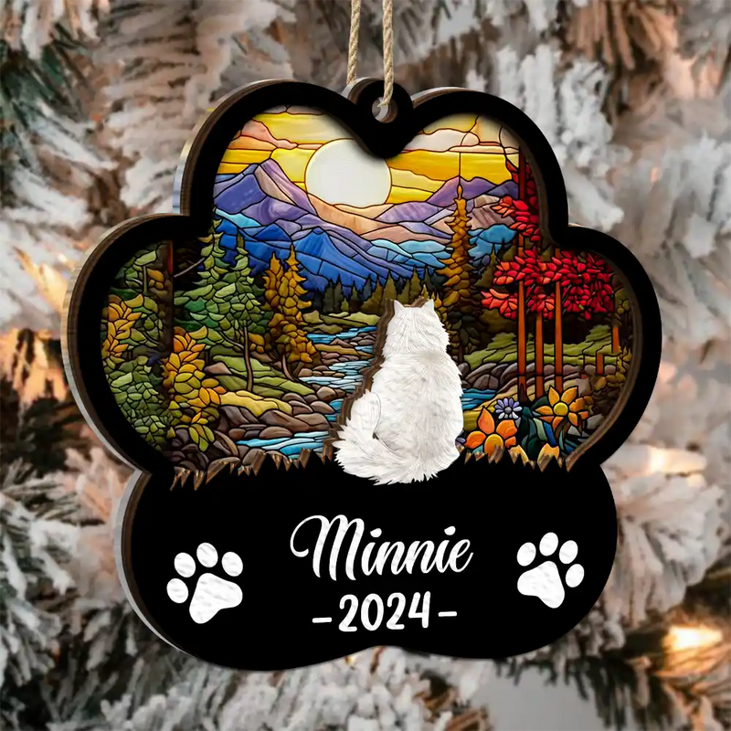 Memorial Dog Cat Sunflower - Personalized 2-Layered Mix Ornament