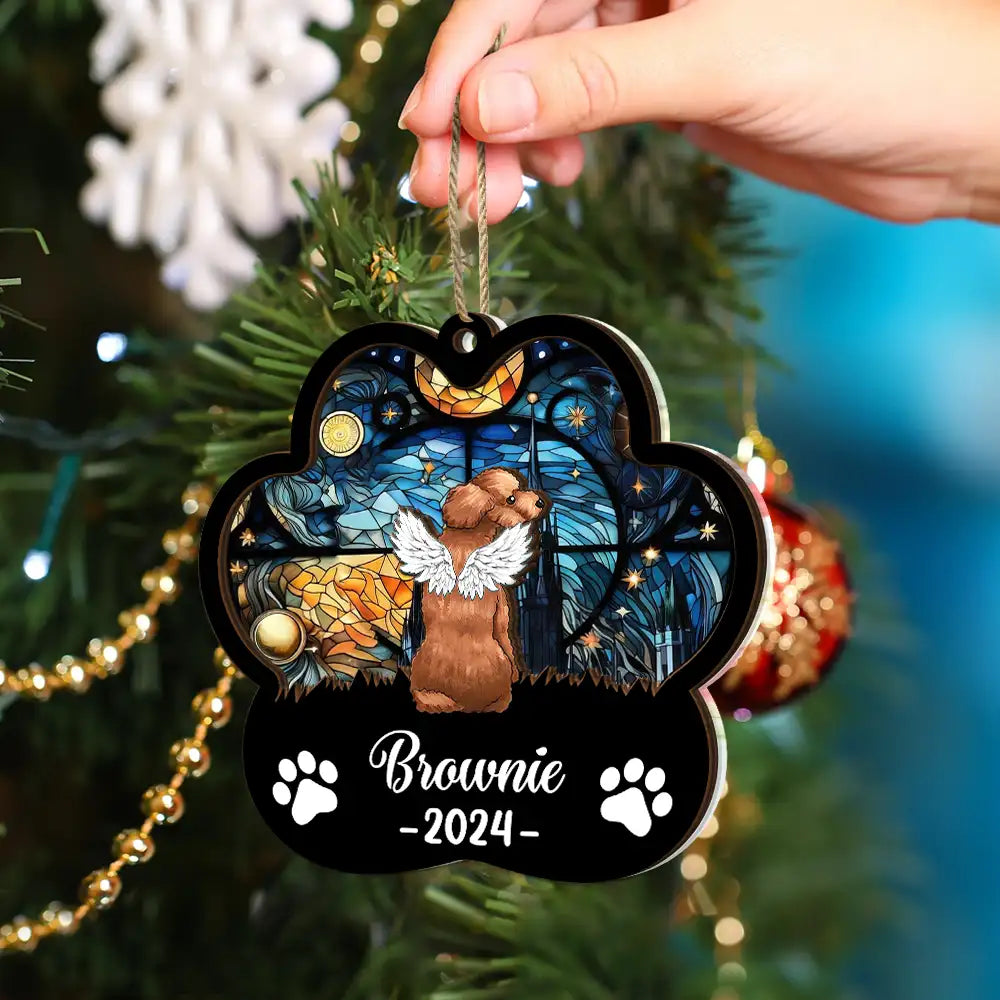 Memorial Dog Cat Sunflower - Personalized 2-Layered Mix Ornament