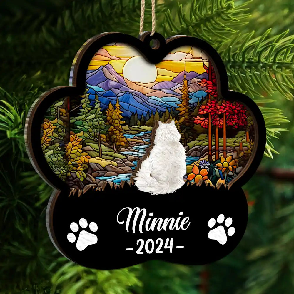 Memorial Dog Cat Sunflower - Personalized 2-Layered Mix Ornament