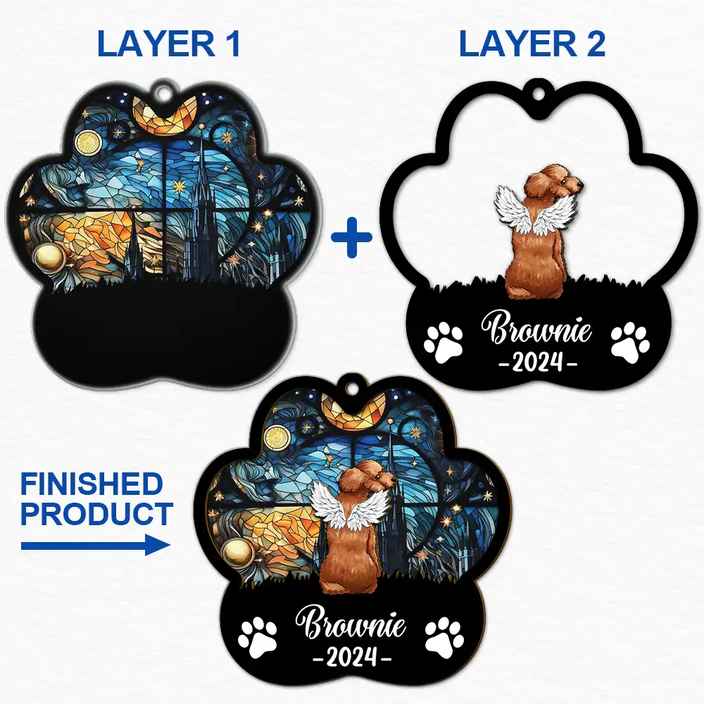 Memorial Dog Cat Sunflower - Personalized 2-Layered Mix Ornament