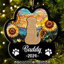 Memorial Dog Cat Sunflower - Personalized 2-Layered Mix Ornament