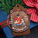 Christmas On Bed Couple You Are My Favorite By Far - Personalized Circle Glass Ornament