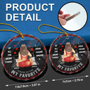 Christmas On Bed Couple You Are My Favorite By Far - Personalized Circle Glass Ornament