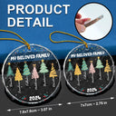Family Colorful Christmas Trees - Personalized Circle Glass Ornament