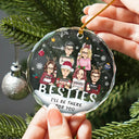 Je serai là pour vous, mes meilleurs amis, mes frères et sœurs - Ornement en verre rond personnalisé 