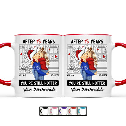 Couple Kissing After Years Hotter Than This Chocolate - Personalized Accent Mug