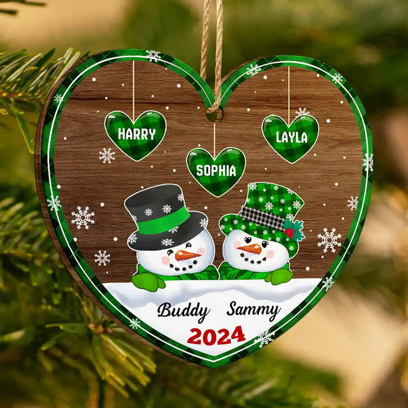 Family, Gift For Grandparents, Gift For Grandma, Gift For Grandpa - Papa Nana Snowman Christmas Grandparents - Personalized Custom Shaped Wooden Ornament