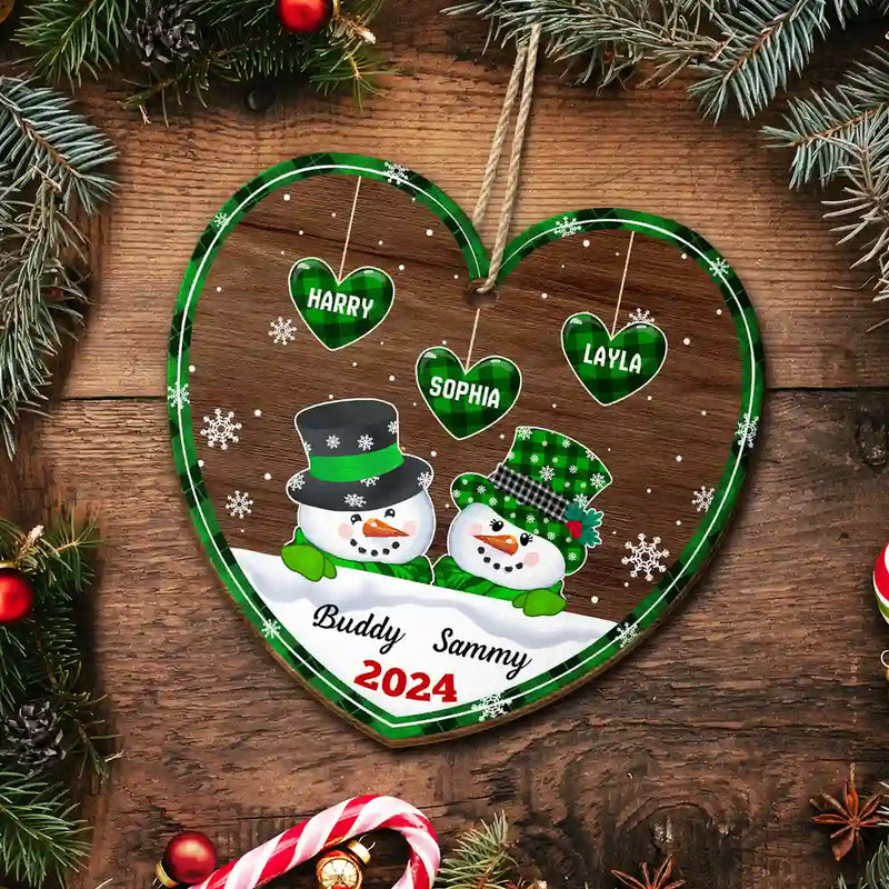 Family, Gift For Grandparents, Gift For Grandma, Gift For Grandpa - Papa Nana Snowman Christmas Grandparents - Personalized Custom Shaped Wooden Ornament