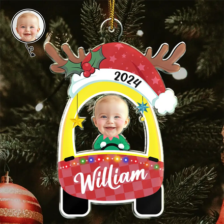 Décoration de Noël personnalisée en acrylique avec photo de bébé mignon 