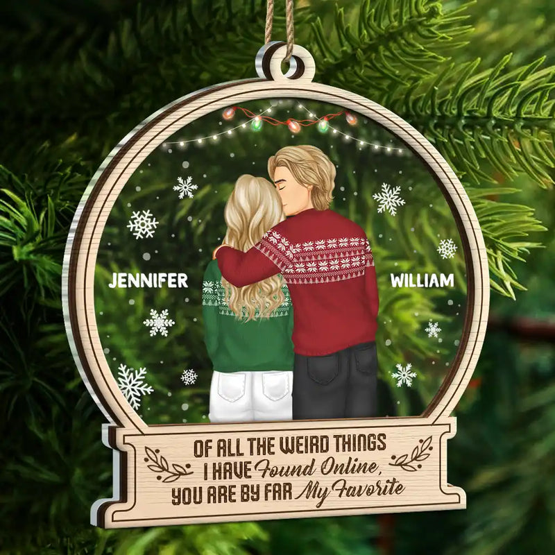 Christmas,Gift For Couples,Gift For Husband,Gift For Wife,Continue Shopping,Funny - You Are By Far My Favorite Forehead Kissing - Personalized 2-Layered Mix Ornament