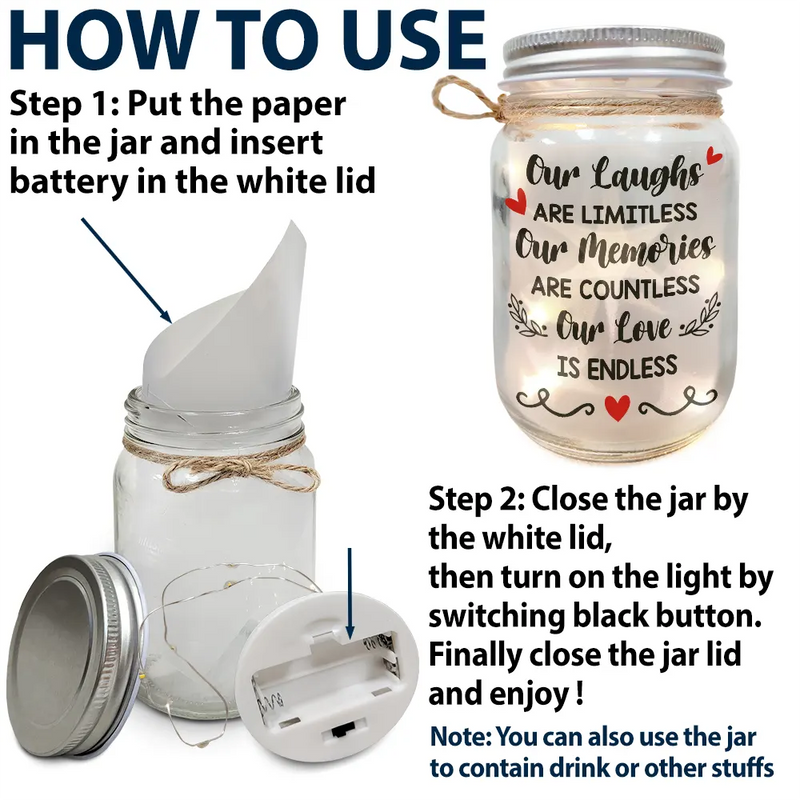 Gift For Couples - Forehead Kissing Couple Our Memories Are Countless Our Love Is Endless - Personalized Mason Jar Light