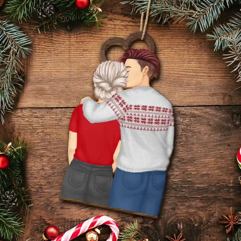 Gift For Couples - Forehead Kissing Couple I Choose You In Any Version Of Reality - Personalized Wooden Ornament Print 2 Sides