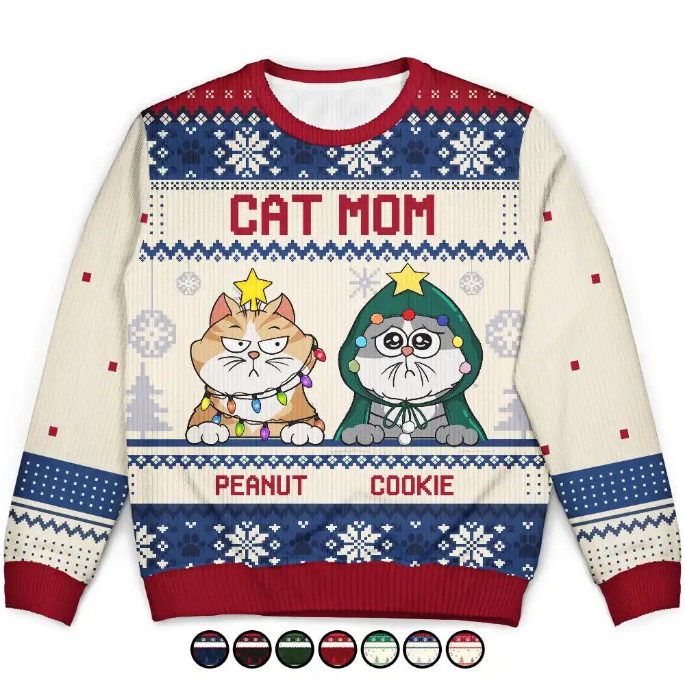 Pet Lovers - Christmas Funny Cat Mom Pet Lover Dog Person - Personalized Unisex Ugly Sweater