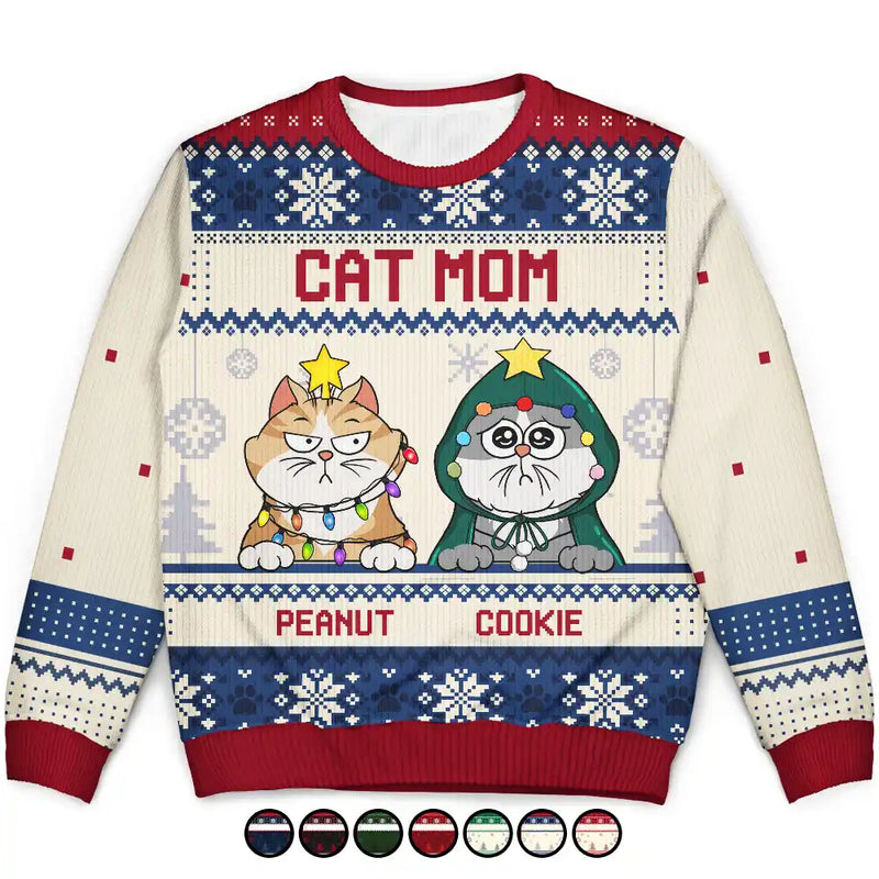 Pet Lovers - Christmas Funny Cat Mom Pet Lover Dog Person - Personalized Unisex Ugly Sweater