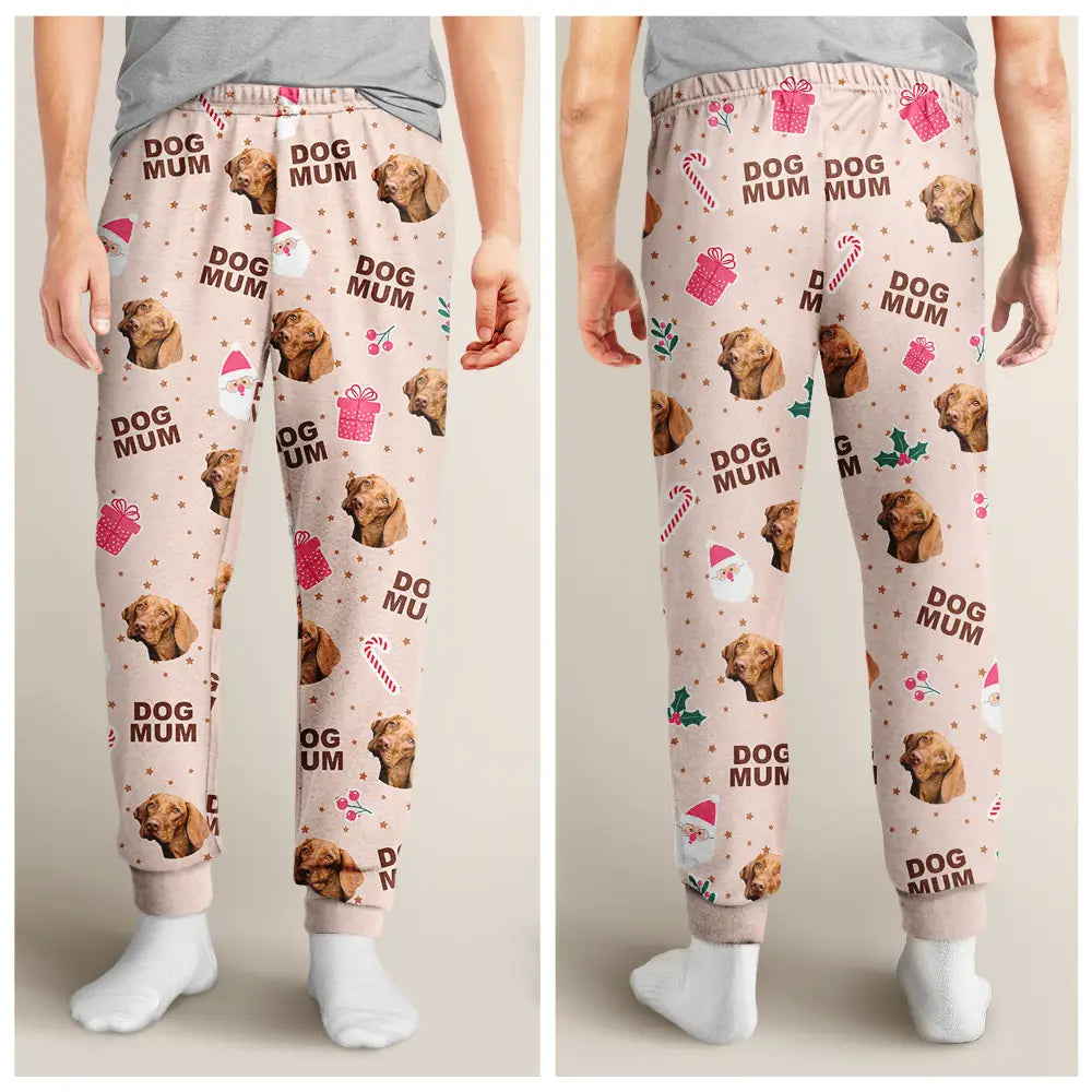 Pet Lovers - Custom Photo Dog Cat Mom Cute Pinky Girly Gift - Personalized Pajama Pants