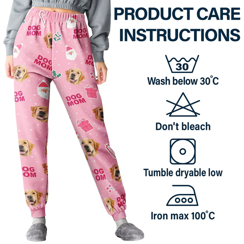 Pet Lovers - Custom Photo Dog Cat Mom Cute Pinky Girly Gift - Personalized Pajama Pants