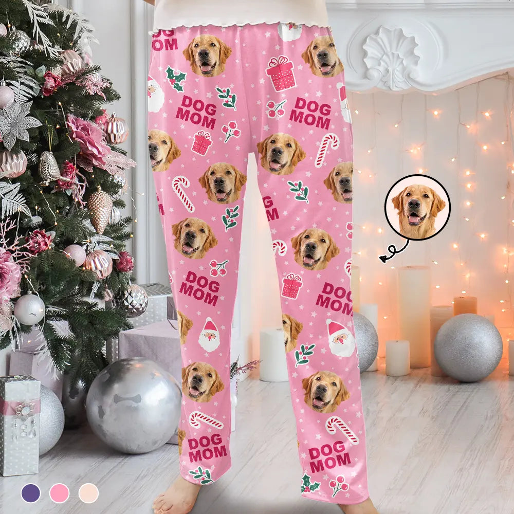 Pet Lovers - Custom Photo Dog Cat Mom Cute Pinky Girly Gift - Personalized Pajama Pants