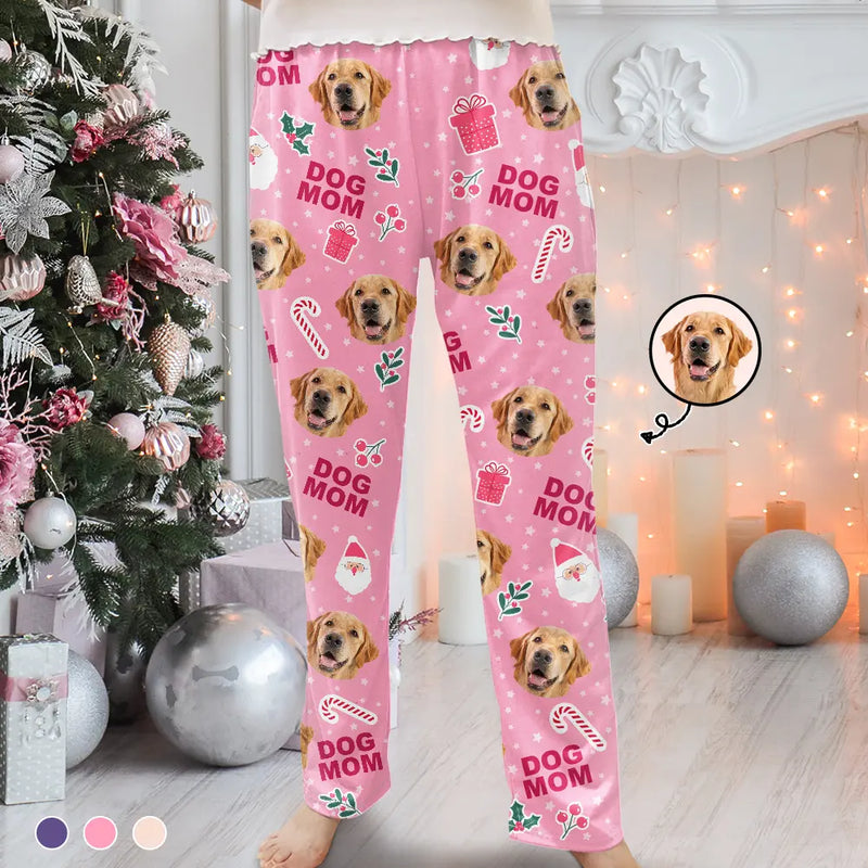 Pet Lovers - Custom Photo Dog Cat Mom Cute Pinky Girly Gift - Personalized Pajama Pants