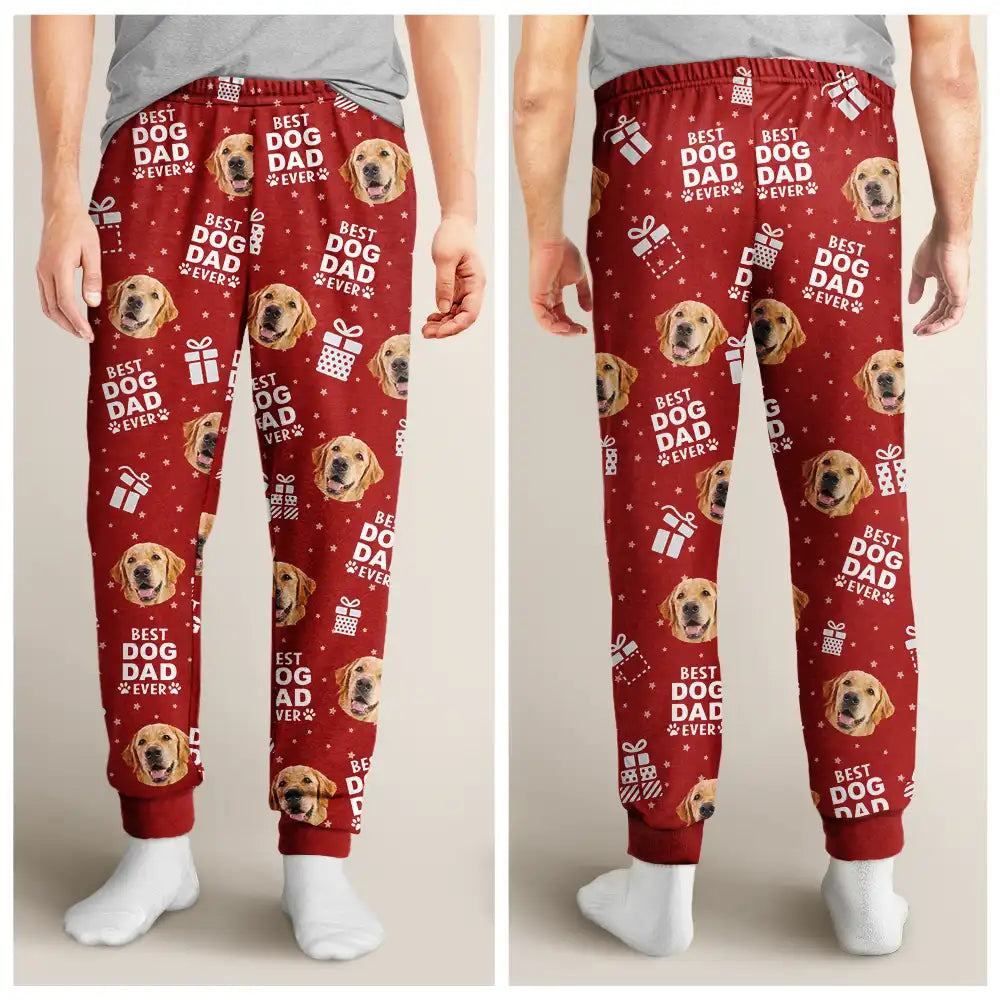 Pet Lovers - Custom Photo Christmas Gift Best Dog Cat Dad Mom Ever - Personalized Pajama Pants