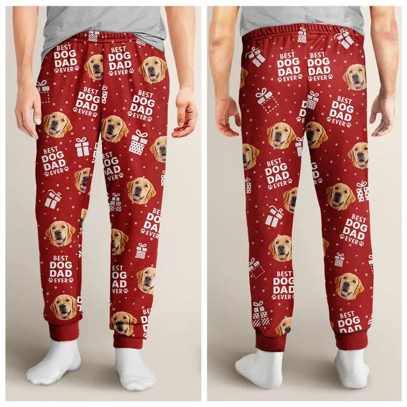 Pet Lovers - Custom Photo Christmas Gift Best Dog Cat Dad Mom Ever - Personalized Pajama Pants