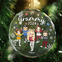 Gift For Mother,Gift For Women,Christmas,Happy,Gift For Grandma,Gift For Yourself - Nana Grandma Mom Christmas - Personalized Circle Glass Ornament