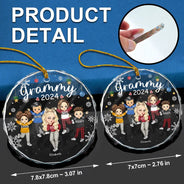 Gift For Mother,Gift For Women,Christmas,Happy,Gift For Grandma,Gift For Yourself - Nana Grandma Mom Christmas - Personalized Circle Glass Ornament