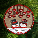 Family, Gift For Grandparents, Gift For Grandma, Gift For Grandpa - Papa Nana Snowman Christmas Grandparents - Personalized 2-Layered Wooden Ornament