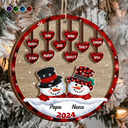 Family, Gift For Grandparents, Gift For Grandma, Gift For Grandpa - Papa Nana Snowman Christmas Grandparents - Personalized 2-Layered Wooden Ornament