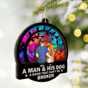 Dog Lovers,Cat Lovers,Pet Lovers,Dog Mom - Flower Field A Girl And Her Dog And Cat - Personalized 2-Layered Mix Ornament