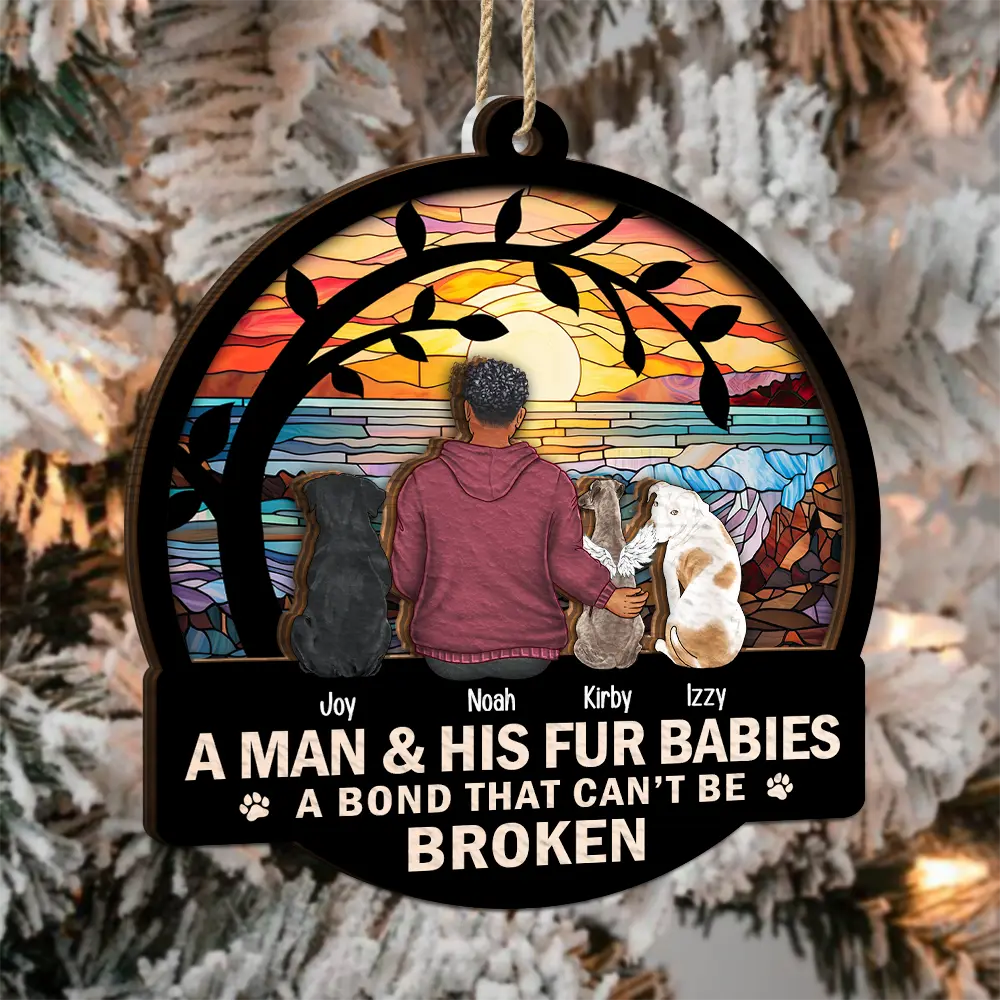 Dog Lovers,Cat Lovers,Pet Lovers,Dog Mom - Flower Field A Girl And Her Dog And Cat - Personalized 2-Layered Mix Ornament