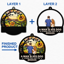 Dog Lovers,Cat Lovers,Pet Lovers,Dog Mom - Flower Field A Girl And Her Dog And Cat - Personalized 2-Layered Mix Ornament