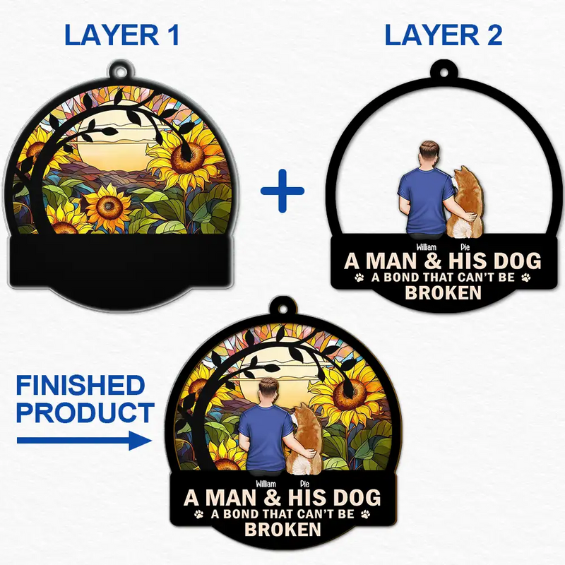 Dog Lovers,Cat Lovers,Pet Lovers,Dog Mom - Flower Field A Girl And Her Dog And Cat - Personalized 2-Layered Mix Ornament