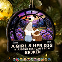 Dog Lovers,Cat Lovers,Pet Lovers,Dog Mom - Flower Field A Girl And Her Dog And Cat - Personalized 2-Layered Mix Ornament