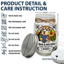 Dog Lovers, Cat Lovers, Pet Lovers, Dog Mom - Flower Field A Girl And Her Dog And Cat - Personalized Mason Jar Light