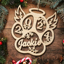 Pet Lovers - Dog Cat Paw With Custom Name For Pet Lover - Personalized Wooden Cutout Ornament