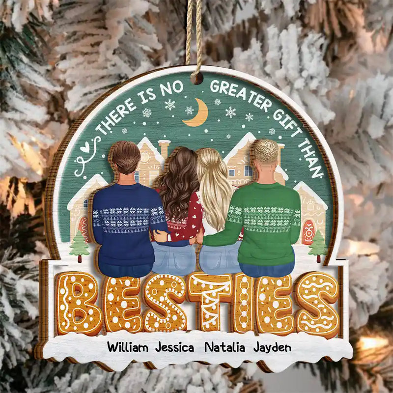 Family - There Is No Greater Gift Than Sisters Family Besties - Personalized 2-Layered Wooden Ornament
