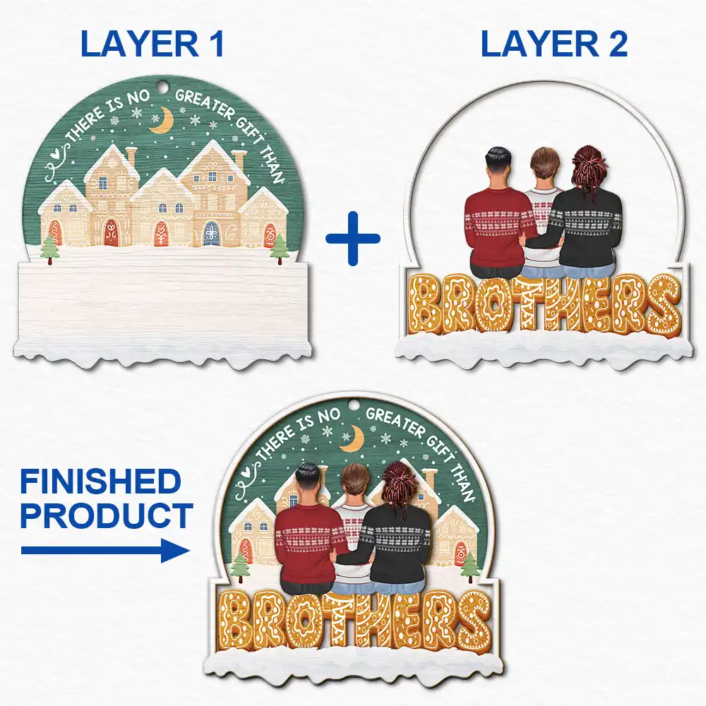 Family - There Is No Greater Gift Than Sisters Family Besties - Personalized 2-Layered Wooden Ornament