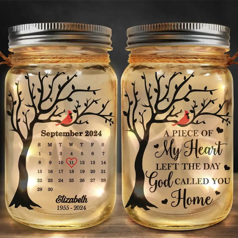 Memorial - Calendar Memorial A Limb Has Fallen From The Family Tree - Personalized Mason Jar Light