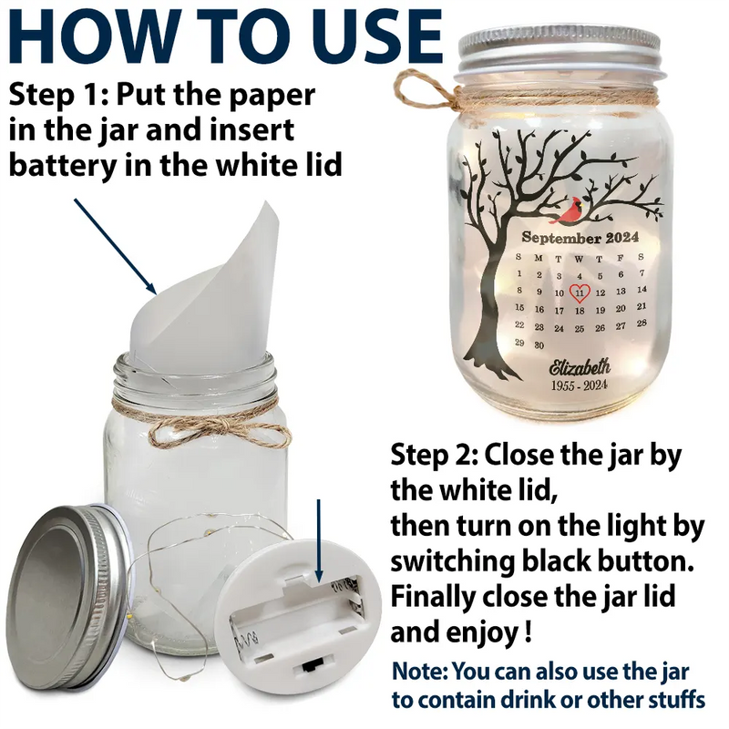 Memorial - Calendar Memorial A Limb Has Fallen From The Family Tree - Personalized Mason Jar Light