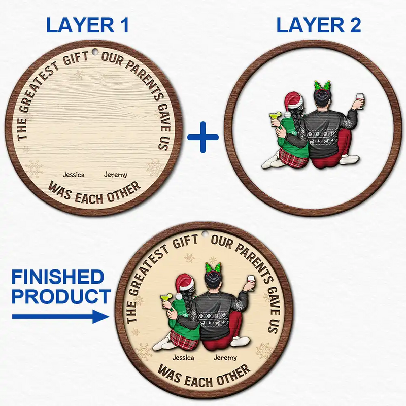 Family, Gift For Sibling, Gift For Sisters, Gift For Brothers - The Greatest Gift Our Parents Gave Us Family Sisters Brothers - Personalized 2-Layered Wooden Ornament