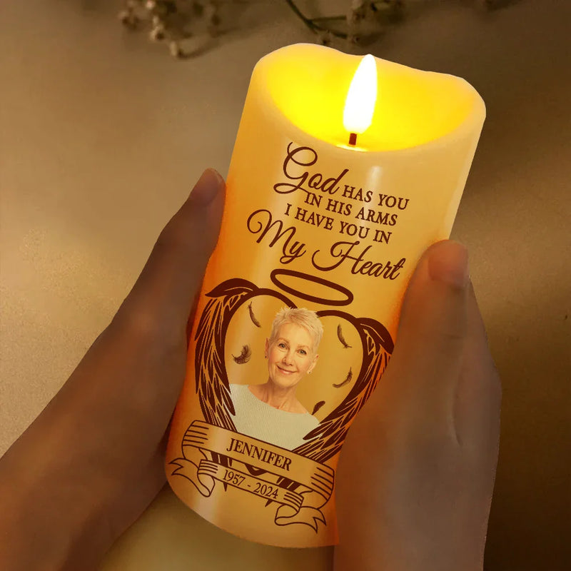 Family - Custom Photo Your Light Always Shine In My Heart - Personalized Flameless LED Candle